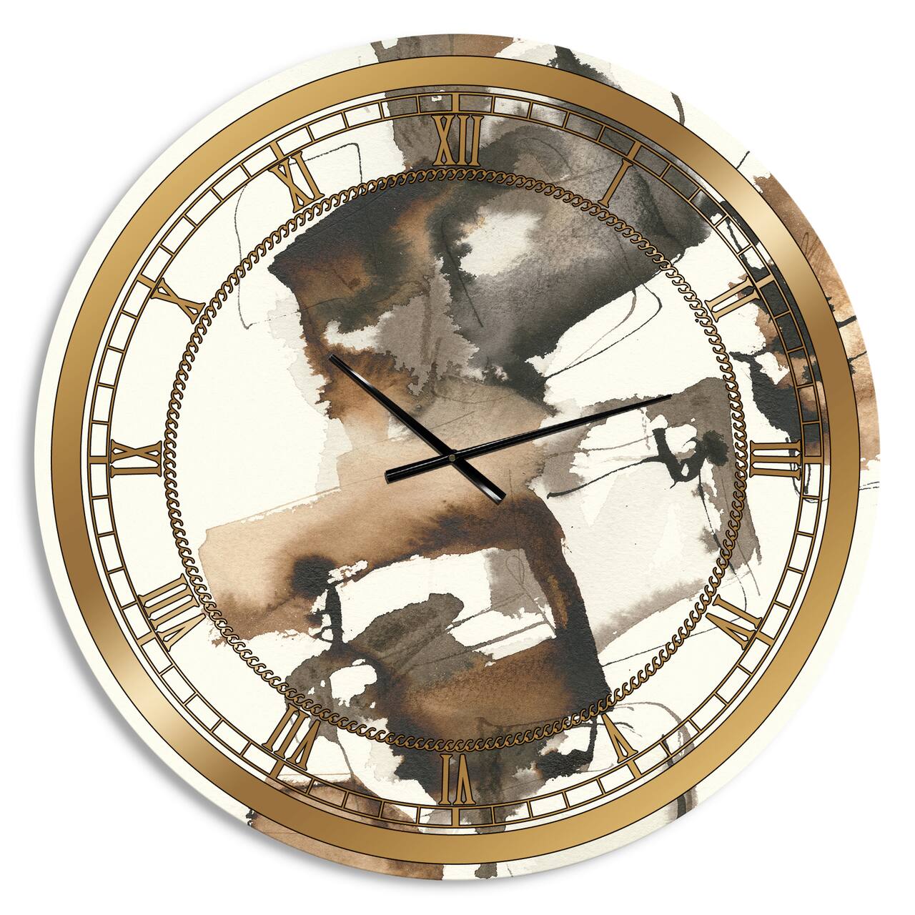 Designart 'Gold Glam Squares Ii Glam Wall Clock